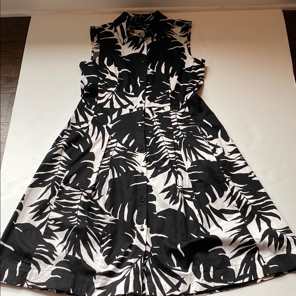 Talbots Black and White A-Line Midi Dress